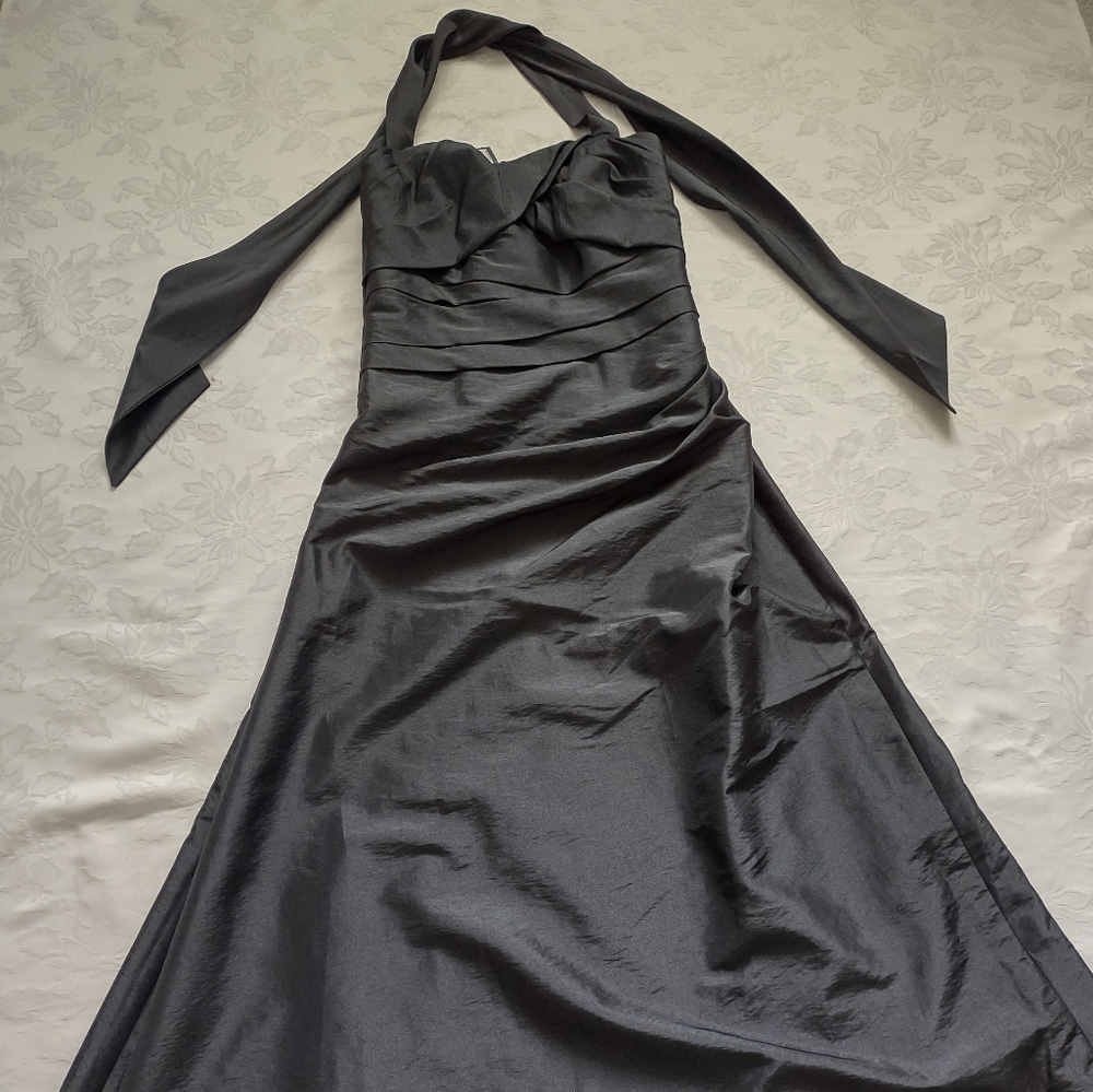 New 🎀 Halter taffeta bustier corset maxi gown backless Impression Bridal